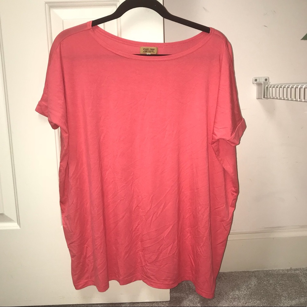 hot coral short sleeve piko